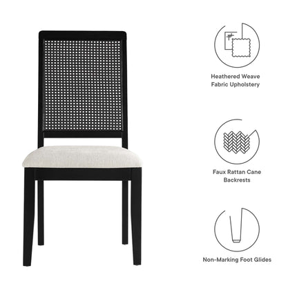 Modway EEI-6803 Arlo Faux Rattan and Wood Dining Side Chairs Set of 2 Modway
