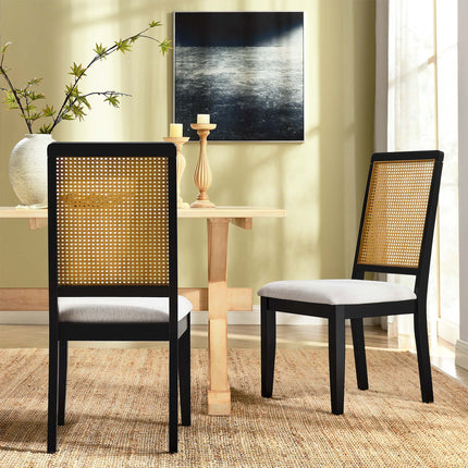 Modway EEI-6803 Arlo Faux Rattan and Wood Dining Side Chairs Set of 2 Modway
