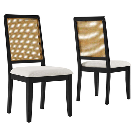 Modway EEI-6803 Arlo Faux Rattan and Wood Dining Side Chairs Set of 2 Modway