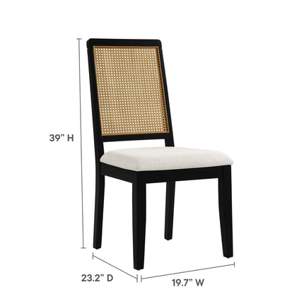 Modway EEI-6803 Arlo Faux Rattan and Wood Dining Side Chairs Set of 2 Modway
