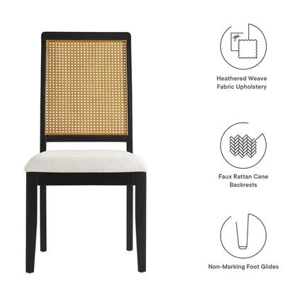 Modway EEI-6803 Arlo Faux Rattan and Wood Dining Side Chairs Set of 2 Modway