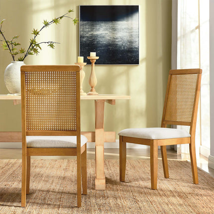 Modway EEI-6803 Arlo Faux Rattan and Wood Dining Side Chairs Set of 2 Modway