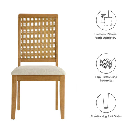 Modway EEI-6803 Arlo Faux Rattan and Wood Dining Side Chairs Set of 2 Modway