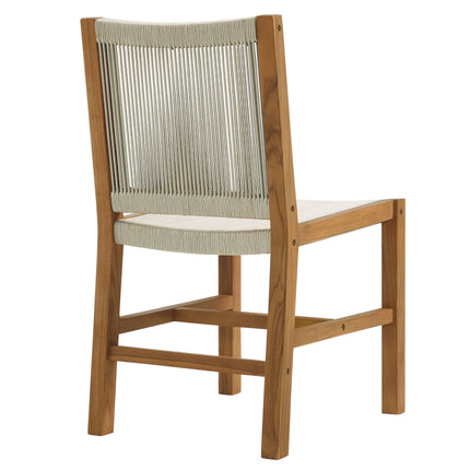 Modway EEI-6805 Vienna Outdoor Patio Teak and Rope Armless Dining Chairs Set of 2 Modway