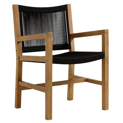 Modway EEI-6806 Vienna Outdoor Patio Teak and Rope Dining Armchairs Set of 2 Modway