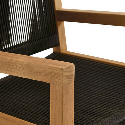 Modway EEI-6806 Vienna Outdoor Patio Teak and Rope Dining Armchairs Set of 2 Modway