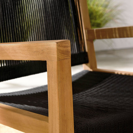 Modway EEI-6806 Vienna Outdoor Patio Teak and Rope Dining Armchairs Set of 2 Modway