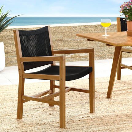 Modway EEI-6806 Vienna Outdoor Patio Teak and Rope Dining Armchairs Set of 2 Modway