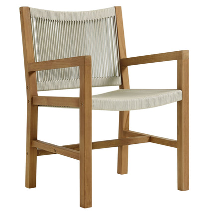 Modway EEI-6936 Vienna 3-Piece Outdoor Patio Teak and Rope Armchairs with Folding Side Table Modway