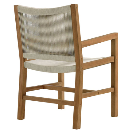 Modway EEI-6806 Vienna Outdoor Patio Teak and Rope Dining Armchairs Set of 2 Modway