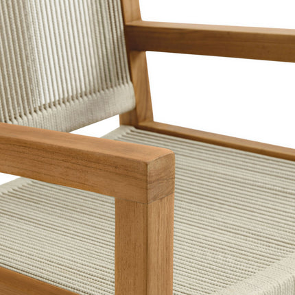 Modway EEI-6806 Vienna Outdoor Patio Teak and Rope Dining Armchairs Set of 2 Modway