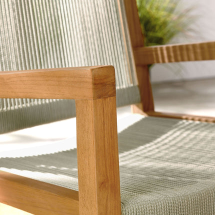 Modway EEI-6806 Vienna Outdoor Patio Teak and Rope Dining Armchairs Set of 2 Modway