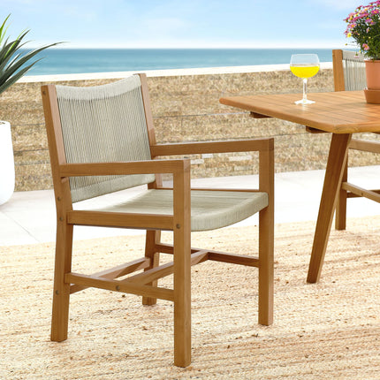 Modway EEI-6806 Vienna Outdoor Patio Teak and Rope Dining Armchairs Set of 2 Modway
