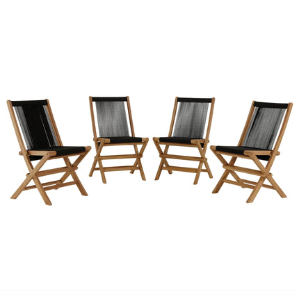 Modway EEI-6807 Vienna Outdoor Patio Teak and Rope Folding Chairs Set of 4 Modway