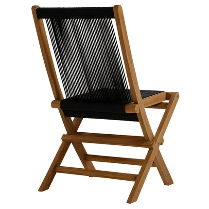 Modway EEI-6807 Vienna Outdoor Patio Teak and Rope Folding Chairs Set of 4 Modway