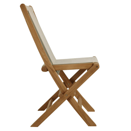 Modway EEI-6932 Vienna 5-Piece Outdoor Patio Teak Wood Dining Set with Rope Folding Chairs Modway