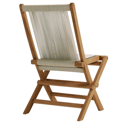 Modway EEI-6807 Vienna Outdoor Patio Teak and Rope Folding Chairs Set of 4 Modway