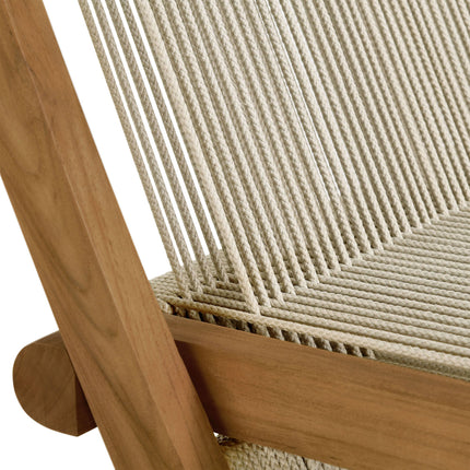 Modway EEI-6807 Vienna Outdoor Patio Teak and Rope Folding Chairs Set of 4 Modway