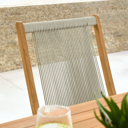 Modway EEI-6807 Vienna Outdoor Patio Teak and Rope Folding Chairs Set of 4 Modway