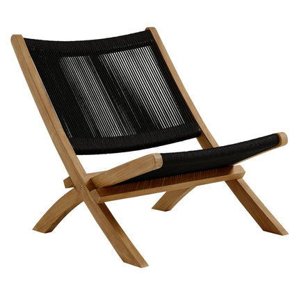 Modway EEI-6937 Vienna 3-Piece Outdoor Patio Teak and Rope Folding Lounge Chairs and Side Table Modway