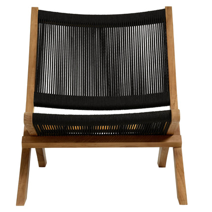 Modway EEI-6937 Vienna 3-Piece Outdoor Patio Teak and Rope Folding Lounge Chairs and Side Table Modway