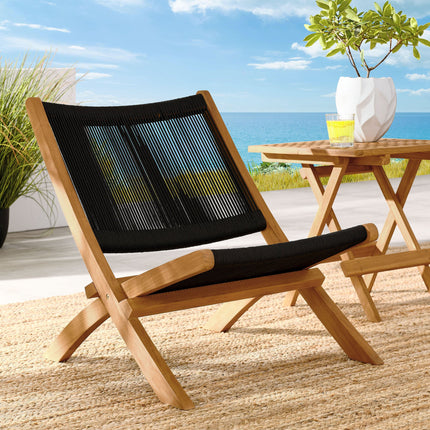 Modway EEI-6808 Vienna Outdoor Patio Teak and Rope Folding Accent Lounge Chair Modway