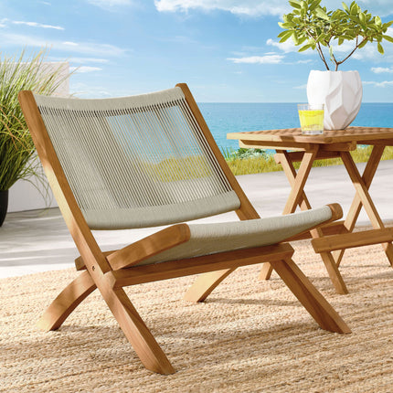 Modway EEI-6808 Vienna Outdoor Patio Teak and Rope Folding Accent Lounge Chair Modway
