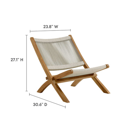 Modway EEI-6808 Vienna Outdoor Patio Teak and Rope Folding Accent Lounge Chair Modway
