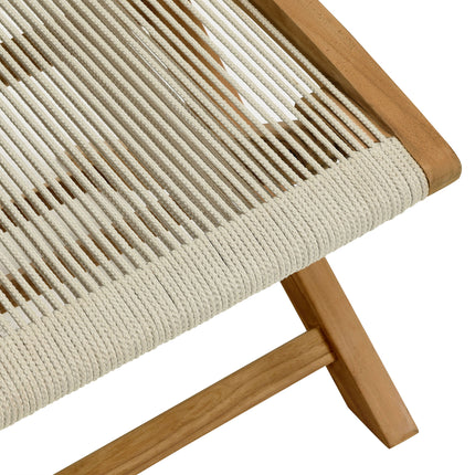 Modway EEI-6809 Vienna Outdoor Patio Teak and Rope Folding Ottoman