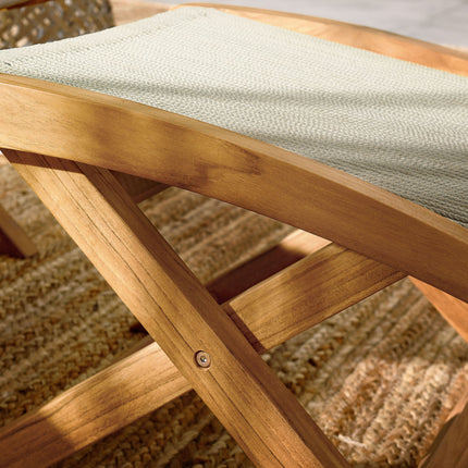 Modway EEI-6809 Vienna Outdoor Patio Teak and Rope Folding Ottoman