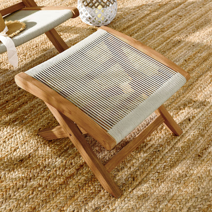 Modway EEI-6809 Vienna Outdoor Patio Teak and Rope Folding Ottoman