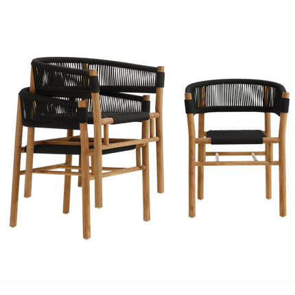 Modway EEI-6811 Vienna Outdoor Patio Teak and Rope Curved-Back Dining Armchairs Set of 2 Modway