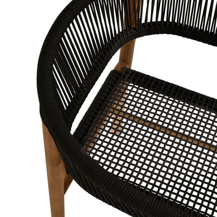 Modway EEI-6811 Vienna Outdoor Patio Teak and Rope Curved-Back Dining Armchairs Set of 2 Modway