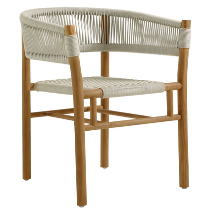 Modway EEI-6933 Vienna 5-Piece Outdoor Patio Teak and Rope Dining Set with Curved-Back Armchairs Modway