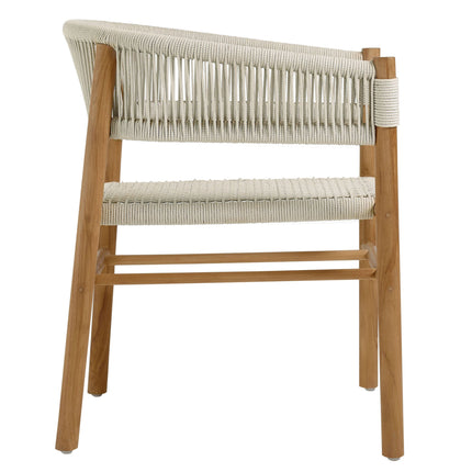 Modway EEI-6930 Vienna 7-Piece Outdoor Patio Teak and Rope Dining Set with Curved-Back Armchairs Modway