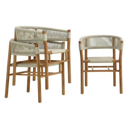 Modway EEI-6811 Vienna Outdoor Patio Teak and Rope Curved-Back Dining Armchairs Set of 2 Modway