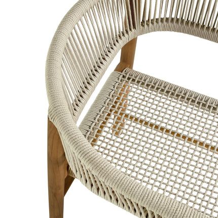 Modway EEI-6811 Vienna Outdoor Patio Teak and Rope Curved-Back Dining Armchairs Set of 2 Modway