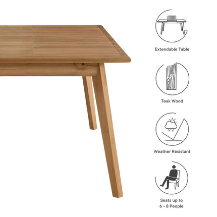 Modway EEI-6813 Vienna Outdoor Patio Teak Wood Extendable Dining Table Modway