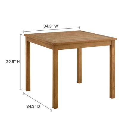 Modway EEI-6814 Vienna 34" Square Outdoor Patio Teak Wood Dining Table Modway