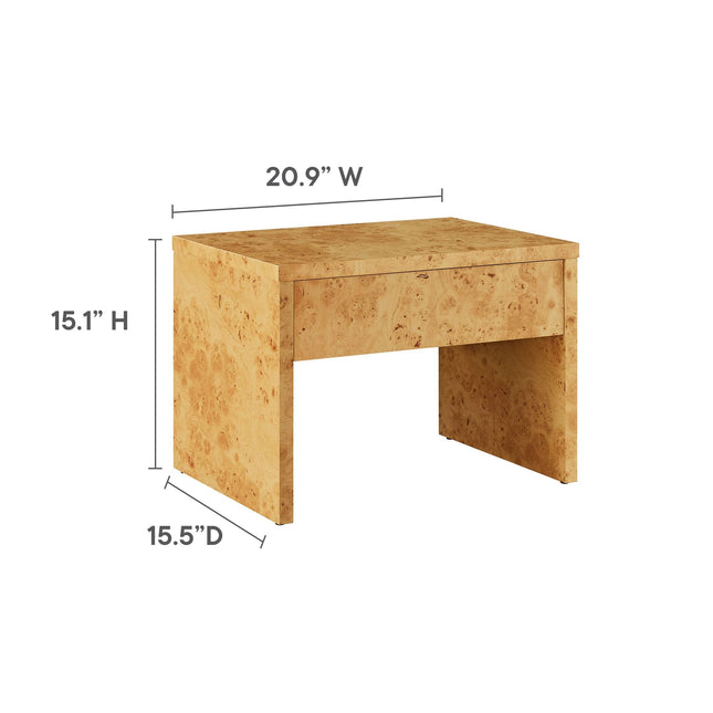 Modway EEI-6855 Hudson 1-Drawer Burl Wood Nightstand Modway