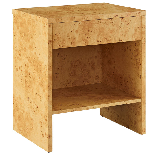 Modway EEI-6856 Hudson 1-Drawer Burl Wood Nightstand With Shelf Modway