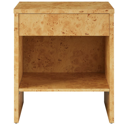 Modway EEI-6856 Hudson 1-Drawer Burl Wood Nightstand With Shelf Modway