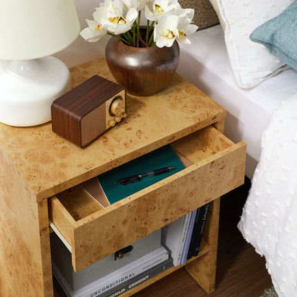 Modway EEI-6856 Hudson 1-Drawer Burl Wood Nightstand With Shelf Modway