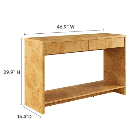 Modway EEI-6857 Hudson 2-Drawer Burl Wood Console Table Modway