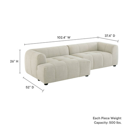 Modway EEI-6868 Liana Left-Facing Upholstered Fabric Modular Sofa with Chaise Modway