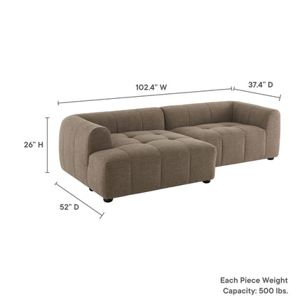 Modway EEI-6868 Liana Left-Facing Upholstered Fabric Modular Sofa with Chaise Modway