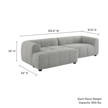 Modway EEI-6868 Liana Left-Facing Upholstered Fabric Modular Sofa with Chaise Modway