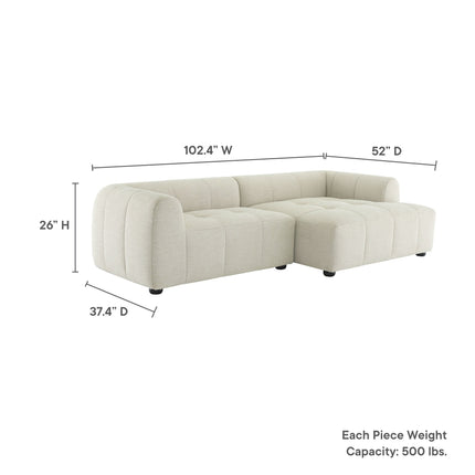Modway EEI-6869 Liana Right-Facing Upholstered Fabric Modular Sofa with Chaise Modway