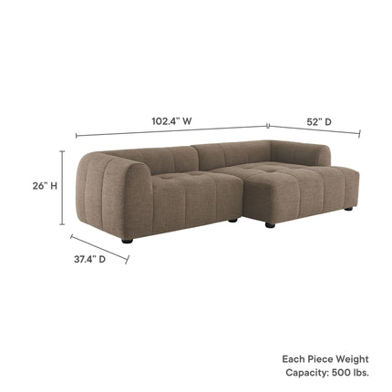 Modway EEI-6869 Liana Right-Facing Upholstered Fabric Modular Sofa with Chaise Modway