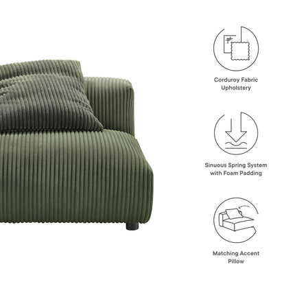 Modway EEI-6884 Solace Modular Corduroy Upholstered Armless Chair - Plaza Home Decor